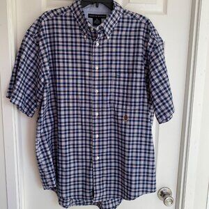 Tommy Hilfiger Plaid short sleeve Men's Button Up Logo/Crest  NWOT